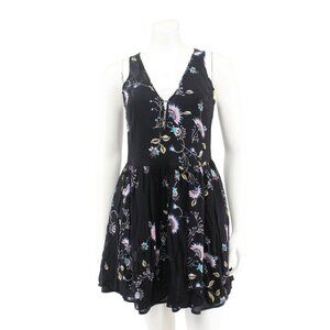 Rebecca Minkoff Black Floral Chiffon Flounce Fit Flare Party Mini Dress Size S